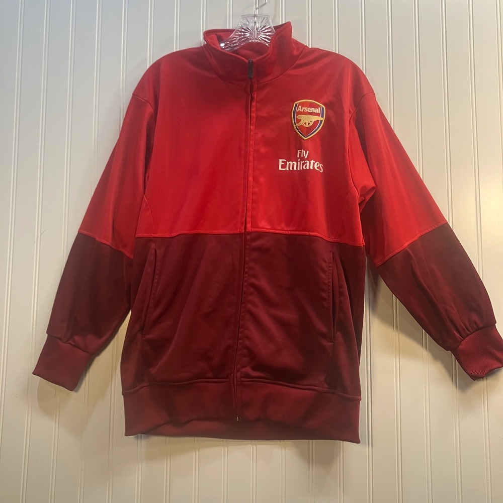 Arsenal FC Men Red Burgundy Colorblock Full Zip Track Jacket Fly Emirates Small